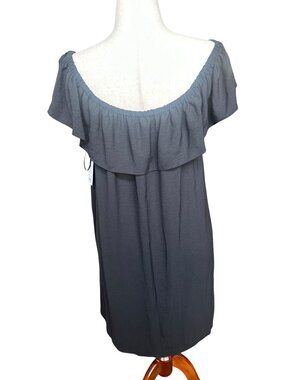 Nine West Black Off Shoulder Dress XL Ruffle Neckline Casual Chic Dress